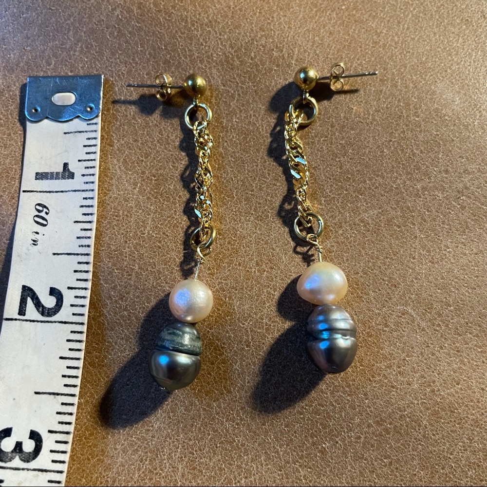 Baroque freshwater pearl earrings - Picture 4 of 4
